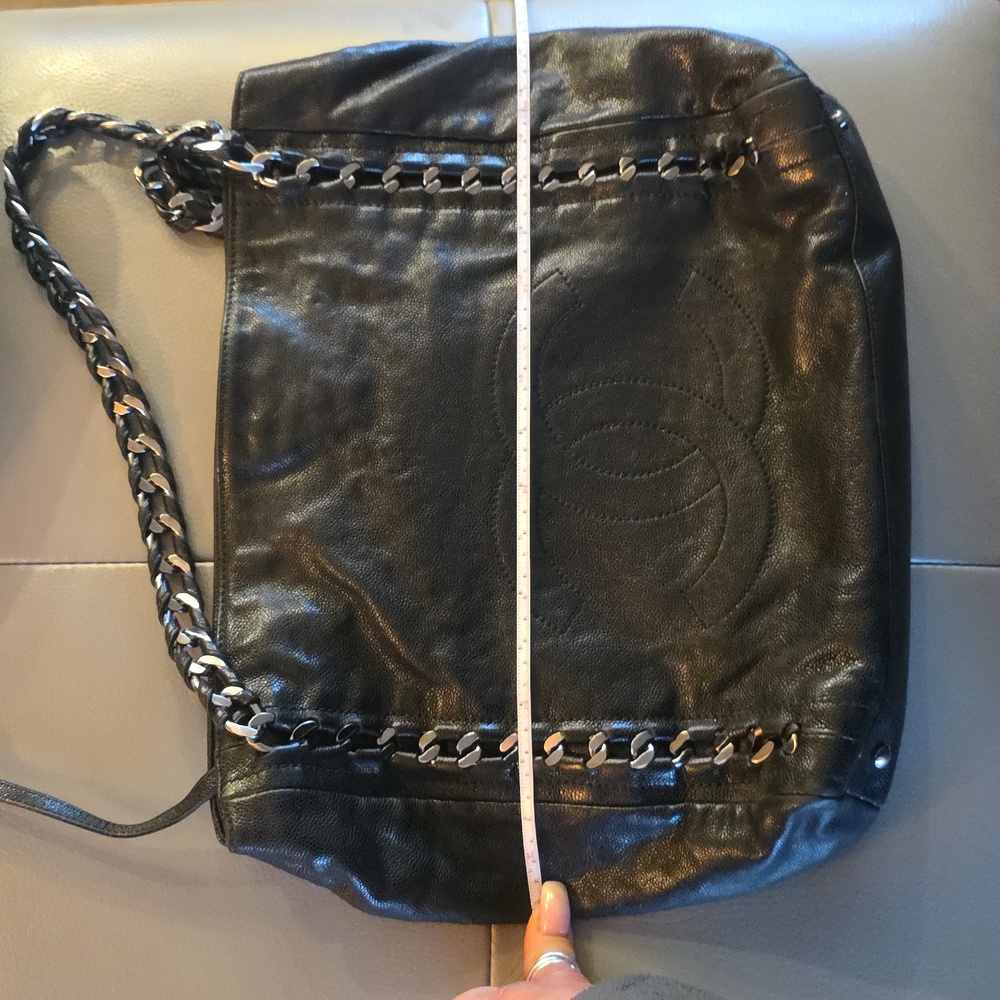 CHANEL Authentic East West Chain Tote Black Caviar Leather EUC - Picture 7 of 11